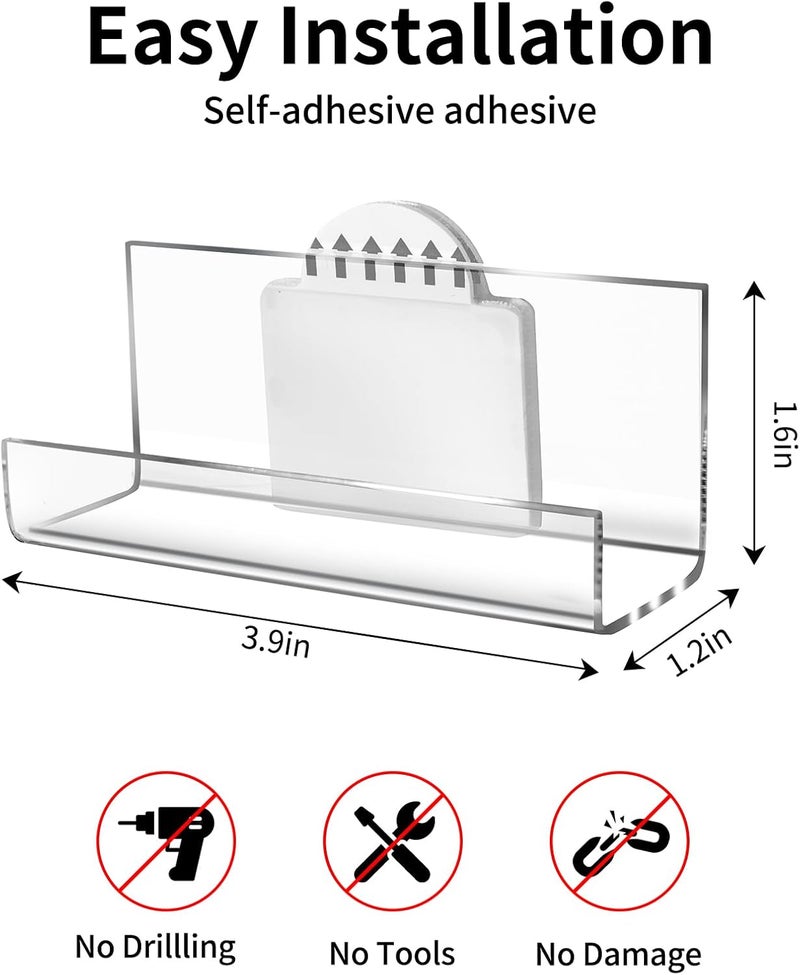 HEKORE 12 Pack Vinyl Record Display Shelf Wall Mount No Drill, Self Adhesive Clear Acrylic Album Holder, Invisible Floating Shelves for Wall, CD Shelf, Kids Bookshelf, Suitable for Home Office - Image 3